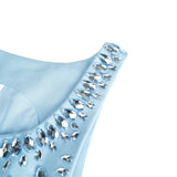 Meris Blue Crystal Embellished Maxi Gown