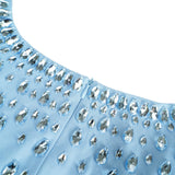 Meris Blue Crystal Embellished Maxi Gown