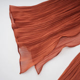 Merve Rust Brown Draped Ruched Maxi Dress