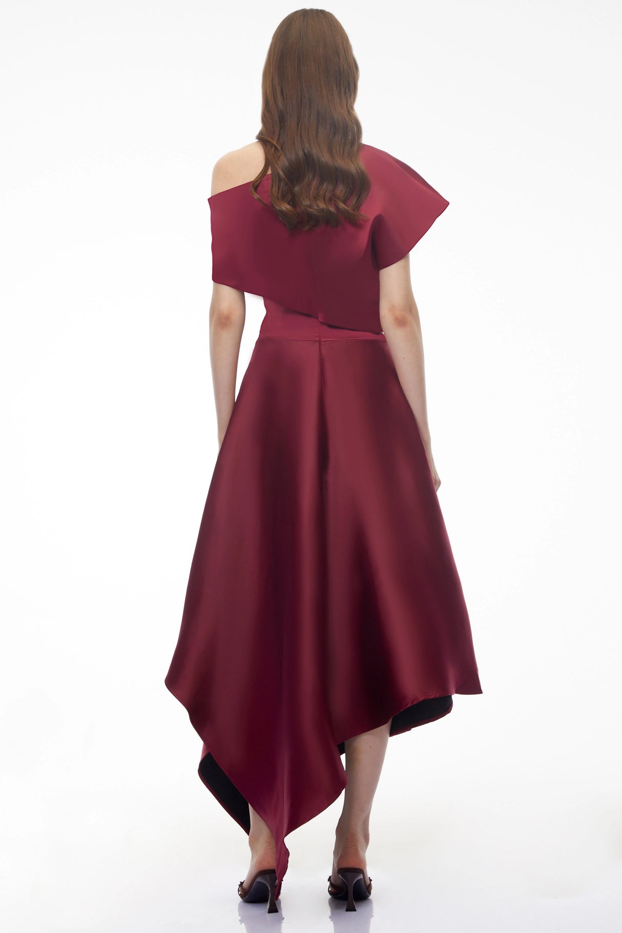 Mia Red One Shoulder Asymmetrical Maxi Dress
