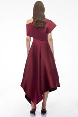 Mia Red One Shoulder Asymmetrical Maxi Dress