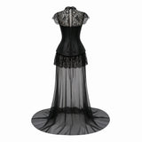 Michalina Black Lace Convertible Gown with Detachable Skirt