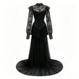 Michalina Black Lace Convertible Gown with Long Sleeves