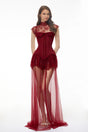 Michalina Red Lace Convertible Gown with Detachable Skirt