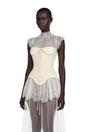 Michalina White Lace Convertible Gown with Detachable Skirt