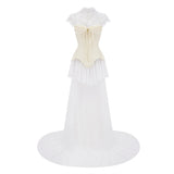 Michalina White Lace Convertible Gown with Detachable Skirt