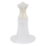 Michalina White Lace Convertible Gown with Detachable Skirt