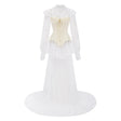 Michalina White Lace Convertible Gown with Long Sleeves