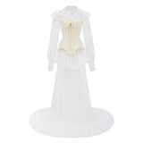 Michalina White Lace Convertible Gown with Long Sleeves