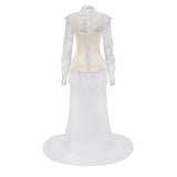 Michalina White Lace Convertible Gown with Long Sleeves