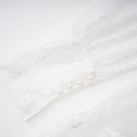 Michalina White Lace Convertible Gown with Long Sleeves
