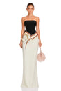 Mieke White Color Block 3D Petal Maxi Dress