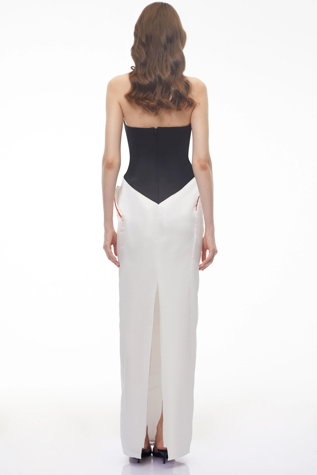 Mieke White Color Block 3D Petal Maxi Dress