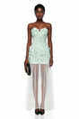 Mikaere Green Off Shoulder Maxi Dress with 3D Florals
