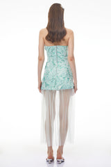 Mikaere Green Off Shoulder Maxi Dress with 3D Florals