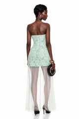 Mikaere Green Off Shoulder Maxi Dress with 3D Florals