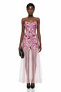 Mikaere Pink Off Shoulder Maxi Dress with 3D Florals