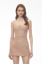 Mildred Blush Pink Square Neck Floral Lace Mini Dress