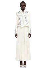 Mildred White Rhinestone Coat  Pleated Maxi Dress Set