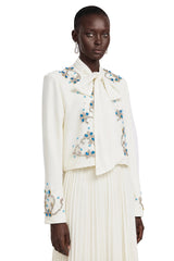 Mildred White Rhinestone Coat  Pleated Maxi Dress Set