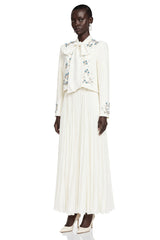 Mildred White Rhinestone Coat  Pleated Maxi Dress Set