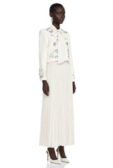 Mildred White Rhinestone Coat  Pleated Maxi Dress Set