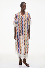 Milena Multicolor Wave Pattern Maxi Dress