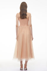 Millie Pink Ruffled Mesh Fairycore Maxi Dress