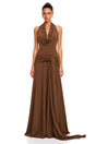 Minna Brown Halterneck Twisted Maxi Dress