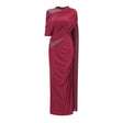 Mioara Red Asymmetrical Draped Cape Design Dress