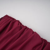 Mioara Red Asymmetrical Draped Cape Design Dress