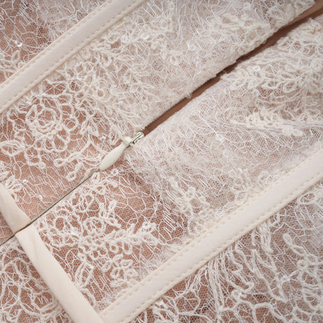 Mira Neutrals Lace Panel Tulle Midi Dress