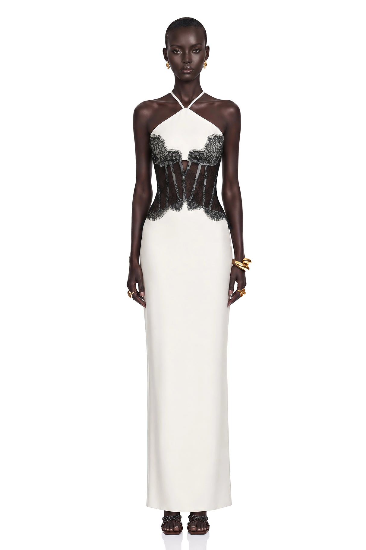 Mirabeau White Cutout Lace Maxi Dress