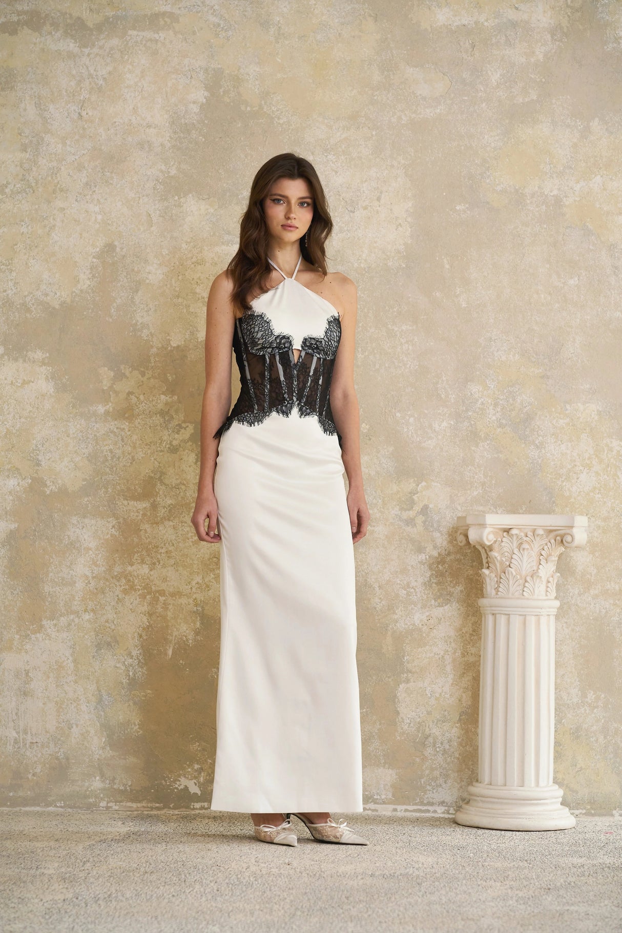 Mirabeau White Cutout Lace Maxi Dress
