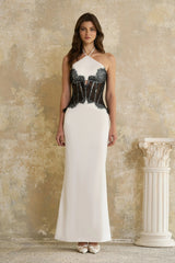Mirabeau White Cutout Lace Maxi Dress