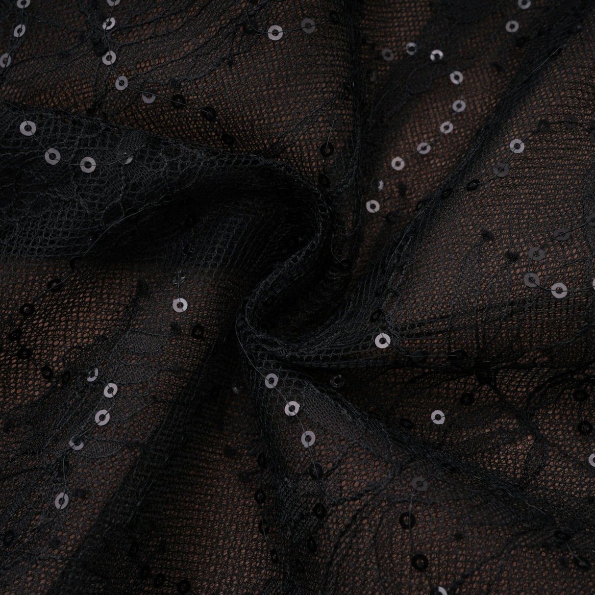 Mirabella Black Sequined Flroal Lace Mini Dress