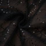 Mirabella Black Sequined Flroal Lace Mini Dress