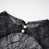 Mirabella Black Sequined Flroal Lace Mini Dress