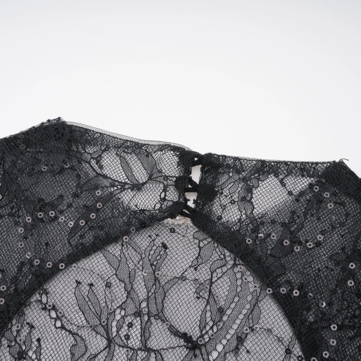 Mirabella Black Sequined Flroal Lace Mini Dress