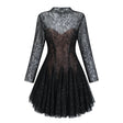 Mirabella Black Sequined Flroal Lace Mini Dress