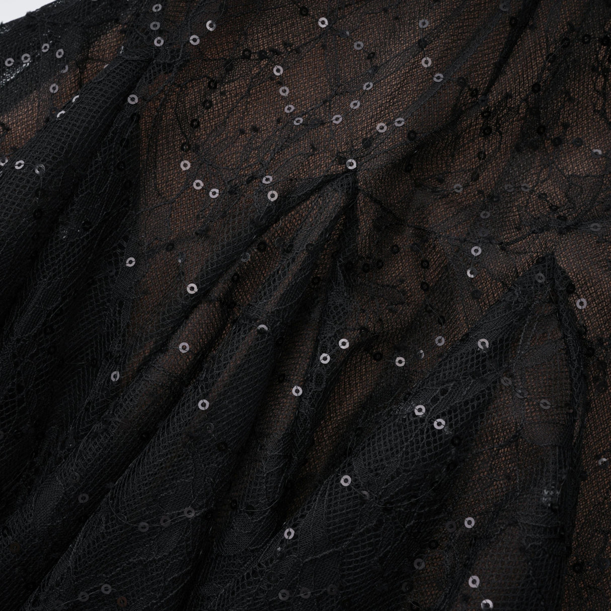 Mirabella Black Sequined Flroal Lace Mini Dress