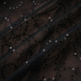 Mirabella Black Sequined Flroal Lace Mini Dress
