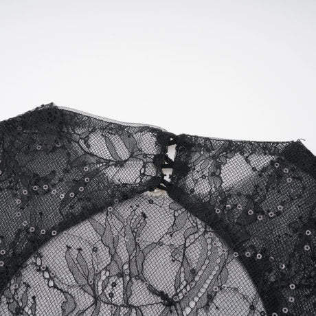 Mirabella Black Sequined Flroal Lace Mini Dress