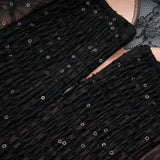 Mirabella Black Sequined Flroal Lace Mini Dress
