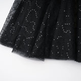Mirabella Black Sequined Flroal Lace Mini Dress