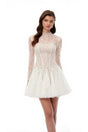 Mirabella White Sequined Floral Lace Mini Dress