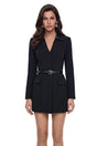 Mireille Black VNeck Long Sleeve Mini Dress