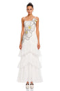 Mireille White Floral Print Ruffled Maxi Dress