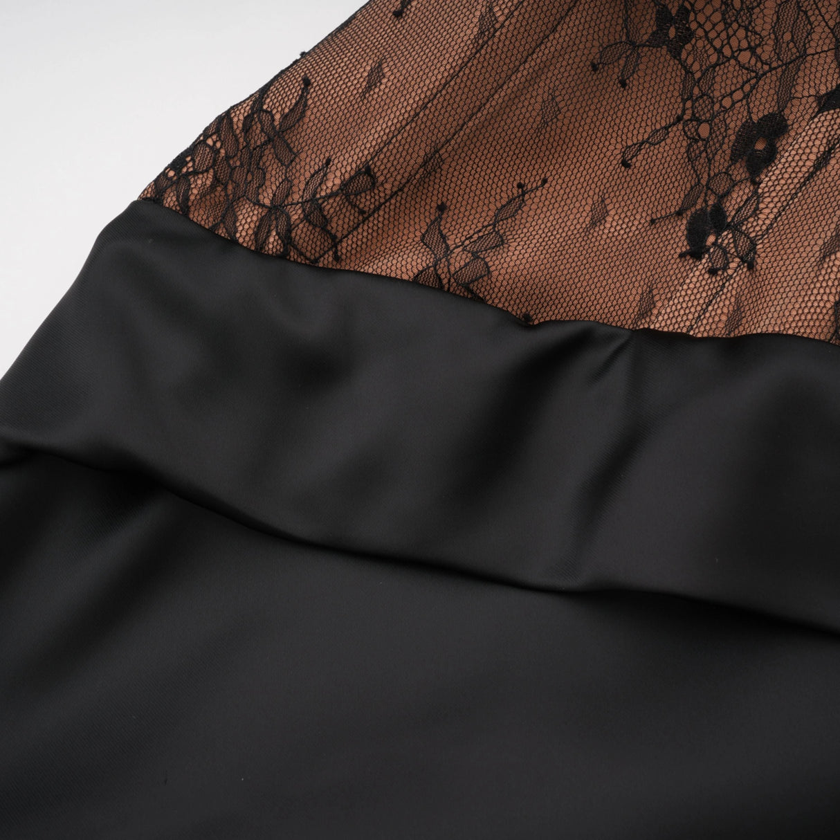 Mirela Black Lace Panel Satin Maxi Dress