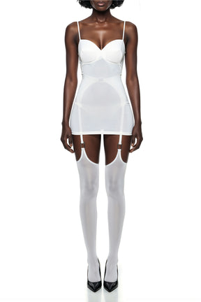 Mirela White SemiSheer Mini Dress